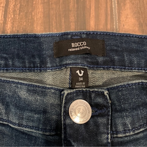True Religion Jeans Rocco Moto Skinny Relaxed Blue Men’s 34 NWT $219 - Picture 3 of 9